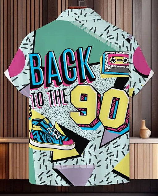 Hawaiian Shirt Bright Multi Coloured Back to 90s