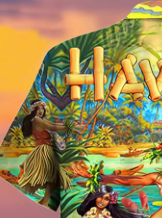 Hawaiian Shirt Bright Multi Coloured Hawaii