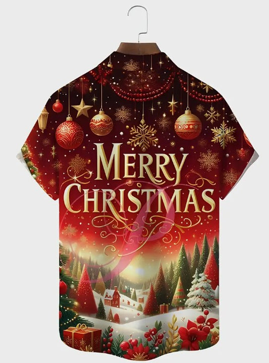 Hawaiian Shirt Bright Multi Coloured Merry Christmas