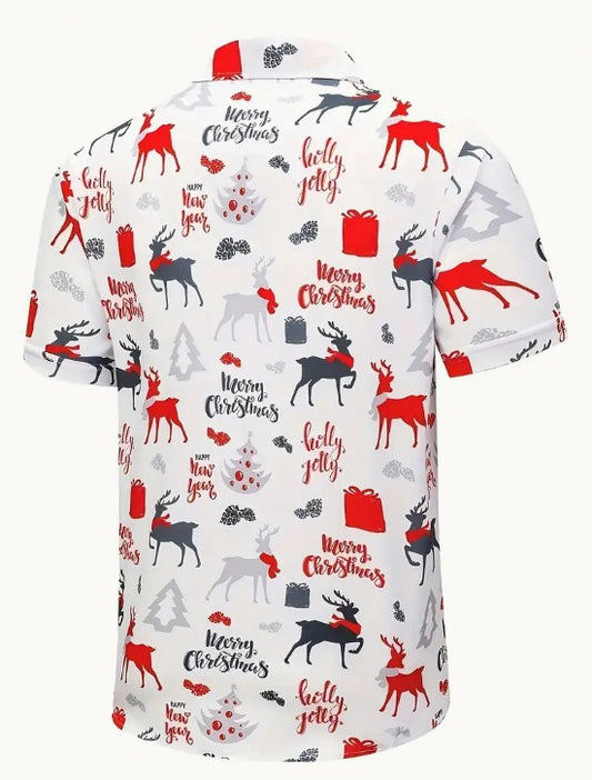 Hawaiian Shirt Bright Multi Coloured Reindeer