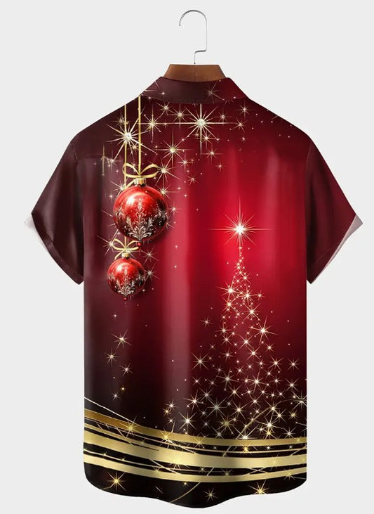 Hawaiian Shirt Bright Multi Coloured Christmas Baubles