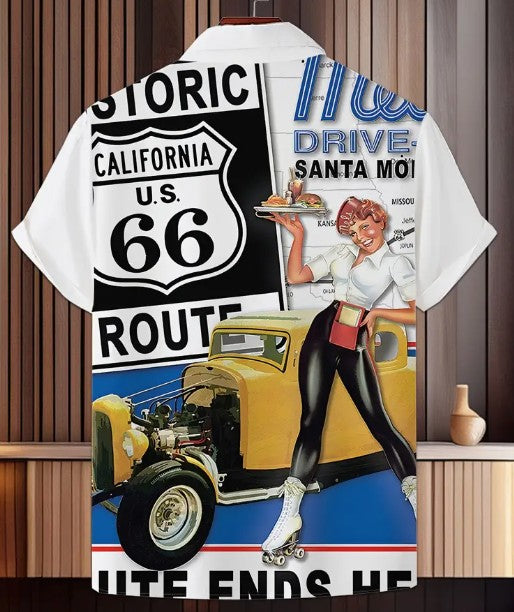 Hawaiian Shirt Bright Multi Coloured Route 66