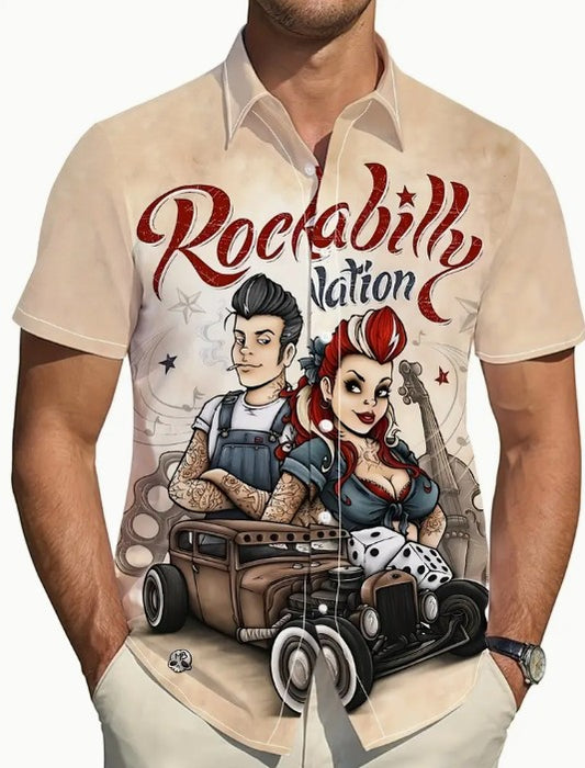 Hawaiian Shirt Bright Multi Coloured Rockabilly Nation