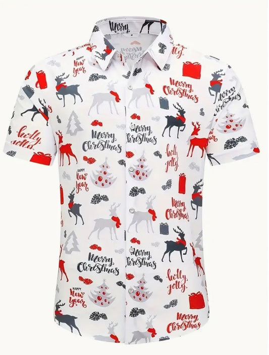 Hawaiian Shirt Bright Multi Coloured Reindeer