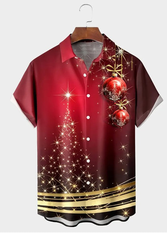 Hawaiian Shirt Bright Multi Coloured Christmas Baubles