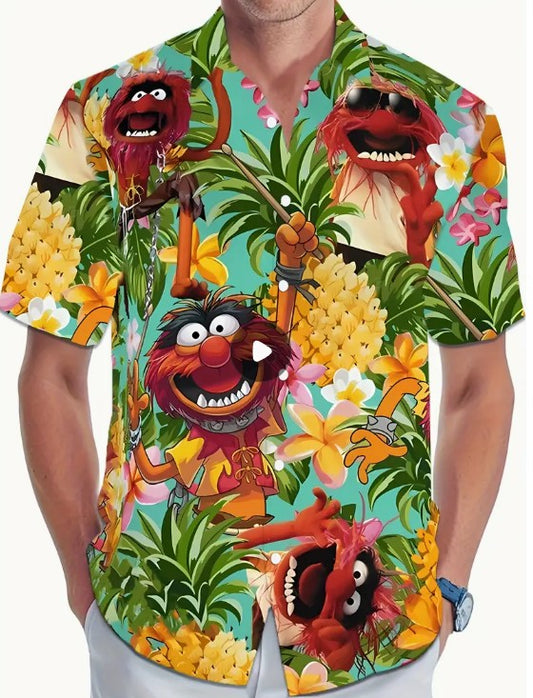 Hawaiian Shirt Bright Multi Coloured Cartoon Animal