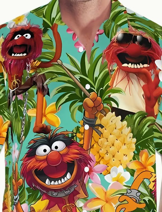 Hawaiian Shirt Bright Multi Coloured Cartoon Animal