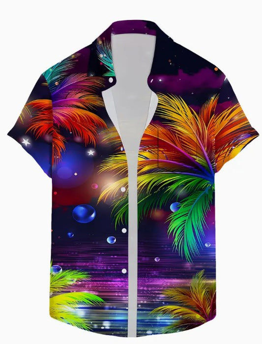 Hawaiian Shirt Bright Multi Coloured Palm Tree